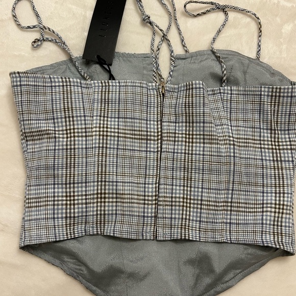 Lioness Blue Plaid Corset Top, Size Small. - Picture 4 of 5